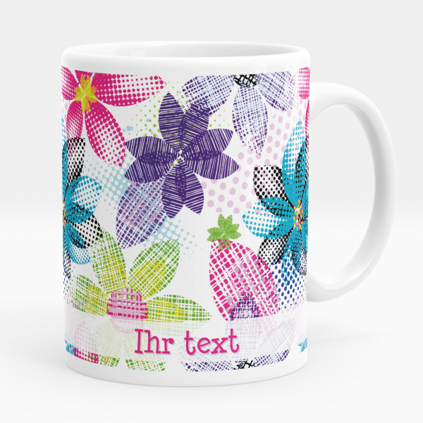 Personalisierte Tasse - Bunte Blumen