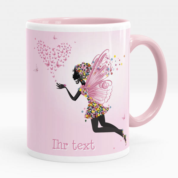 Personalisierte Tasse - Fee Herz Schmetterlinge