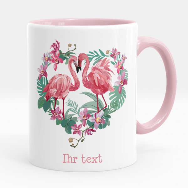 Personalisierte Tasse - Flamingos Herz
