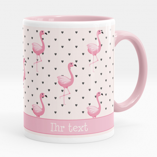 Personalisierte Tasse - Flamingos Herzen