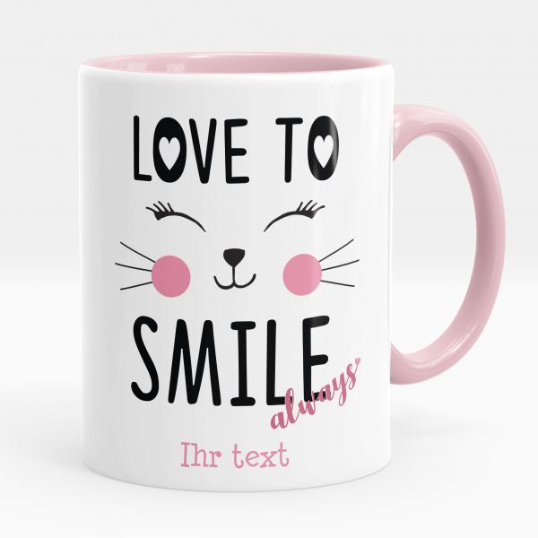 Personalisierte Tasse - Love to smile always