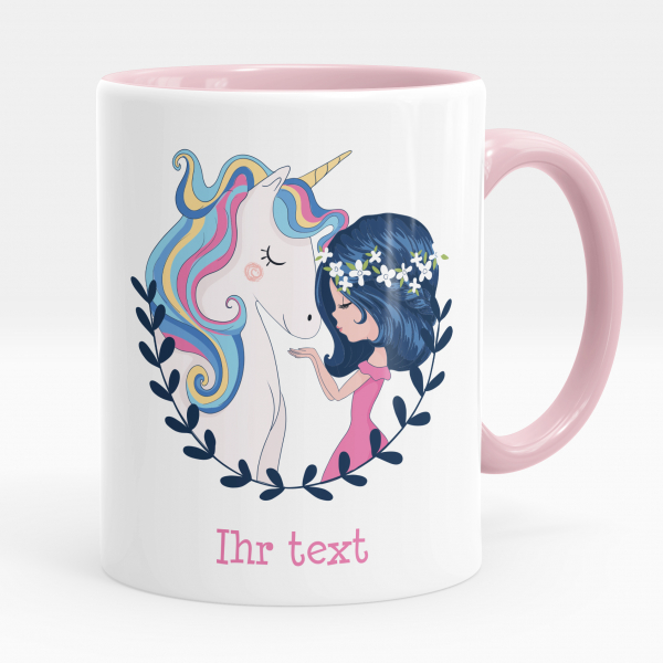 Personalisierte Tasse - Mädchen und Einhorn