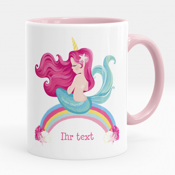Personalisierte Tasse - Meerjungfrau Regenbogen
