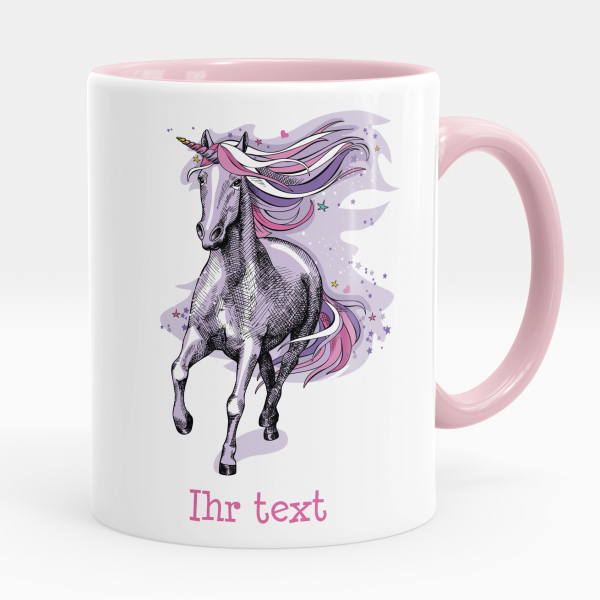 Personalisierte Tasse - Violettes Einhorn