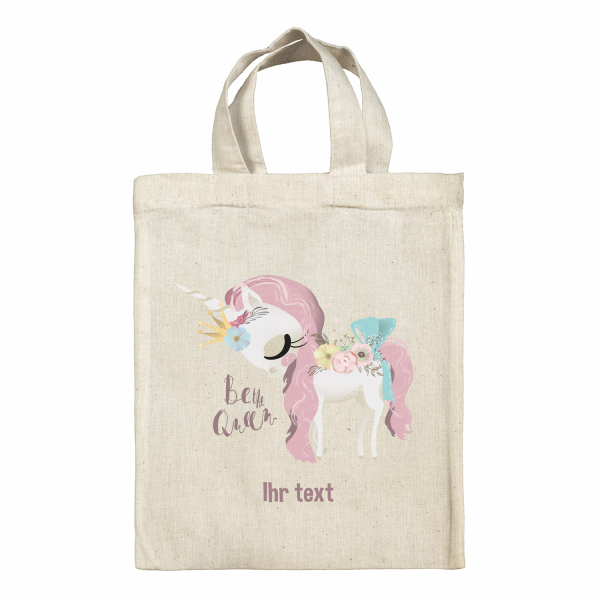 Personalisierte Tragetasche Lunchbox - Einhorn Be the Queen