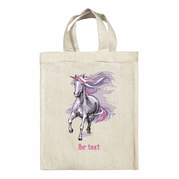 Personalisierte Tragetasche Lunchbox - Violettes Einhorn