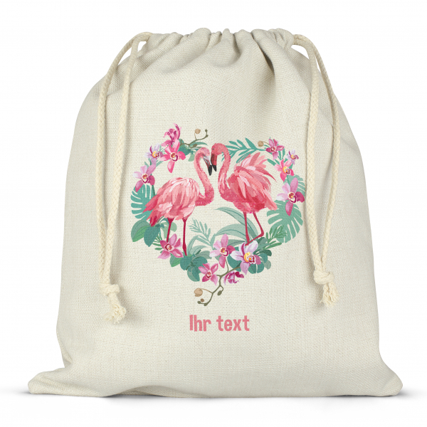 Personalisierter Lunchbox-Beutel mit Schnüren - Flamingos