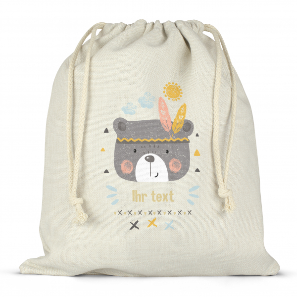 Personalisierter Lunchbox-Beutel mit Schnüren - Indianerbärchen