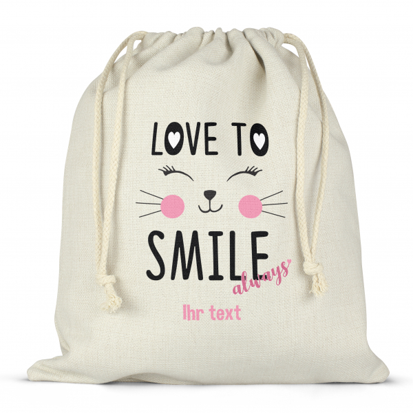 Personalisierter Lunchbox-Beutel mit Schnüren - Love to smile always